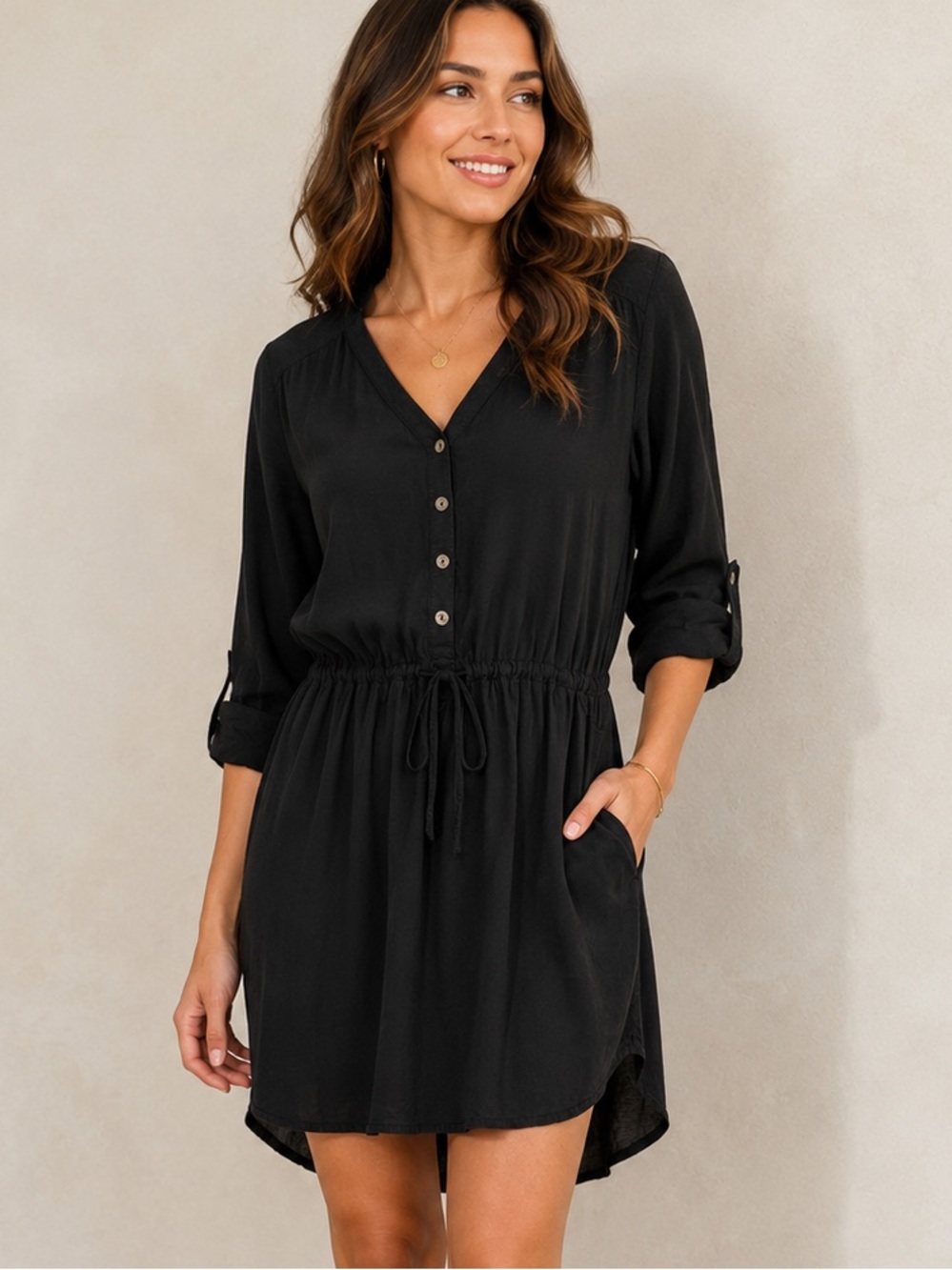 Michael Stars black button-down shirt dress